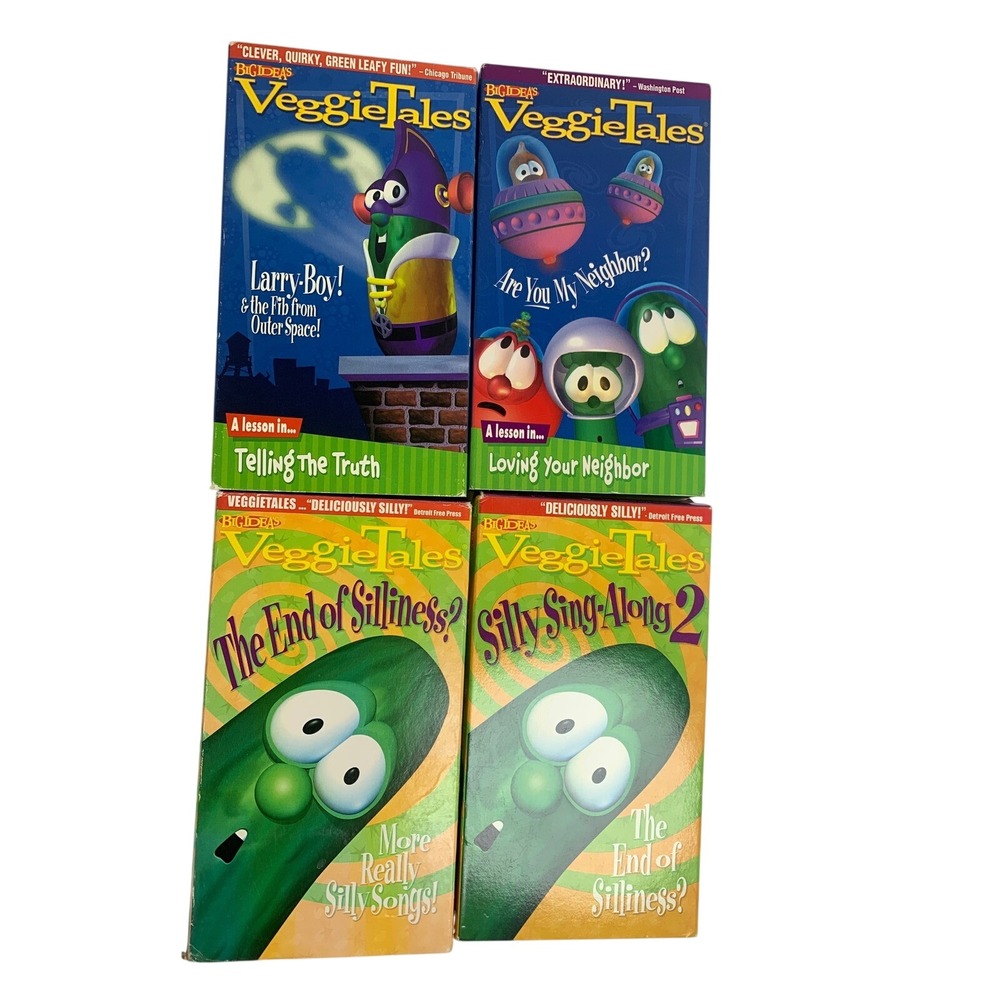 VeggieTales vintage 90s VHS Lot of 4 Retro Kidcore‎ Tapes Rare Green Tape